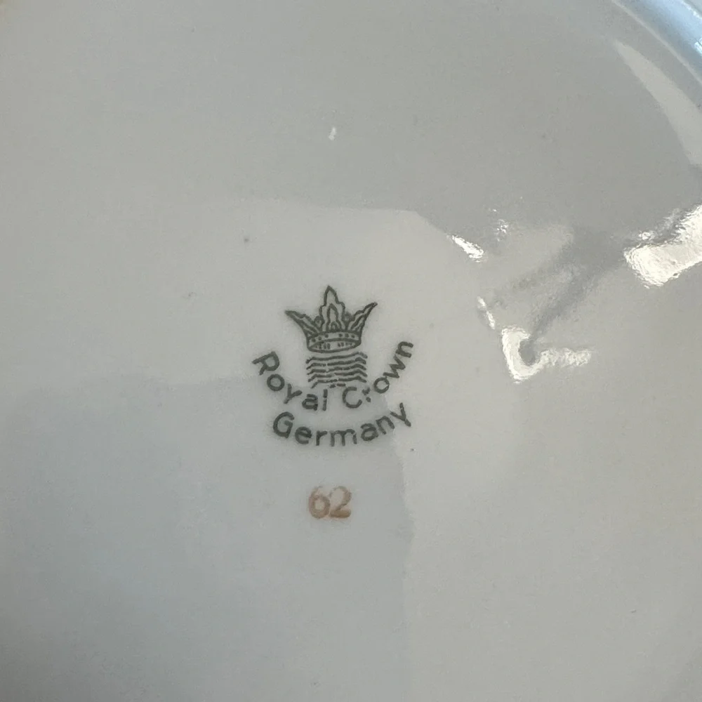 Vintage Royal Crown,  2 oz. Tea Cups and Saucers + Desert plate (3 piece set)